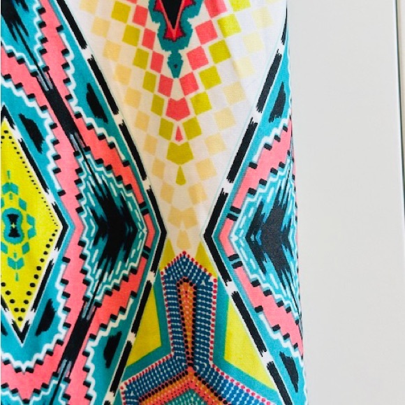 SNAP Dress Maxi S/L Summer Bright Geo Pink Multi Print Stretchy NWT Sz M - Picture 8 of 14